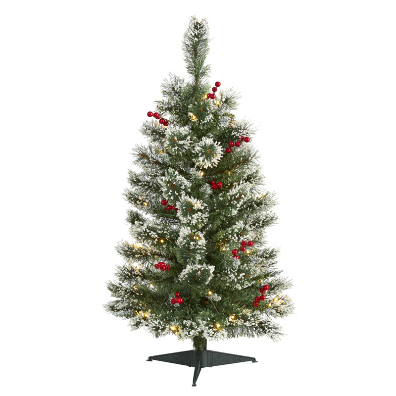 The Holiday Aisle® 3Ft. Frosted Swiss Pine Artificial Christmas Tree With 50 Clear LED Lights